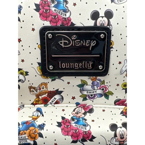Loungefly Disney Mickey Mouse & Friends Tattoo Mini Black Cream Backpack NWT - Picture 3 of 11